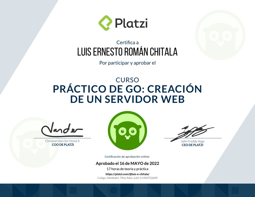 Diploma del Curso Práctico de Go: Creación de un Servidor Web