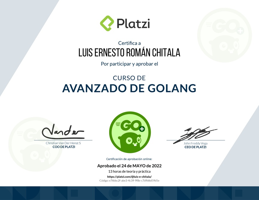 Diploma del Curso de Go Avanzado: Concurrencia y Patrones de Diseño