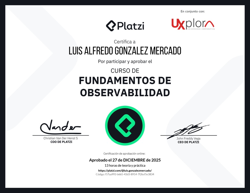 Diploma del Curso de Fundamentos de Observabilidad con New Relic