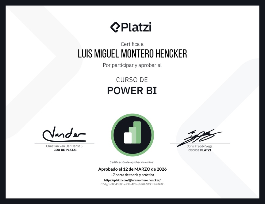 Diploma del Curso de Power BI