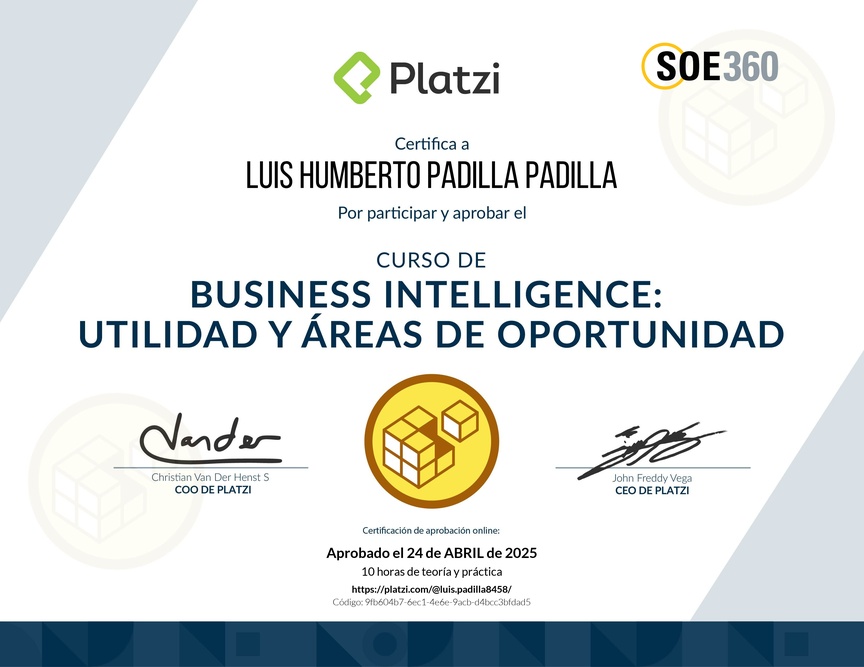 Diploma del Curso de Business Intelligence: Utilidad y Áreas de Oportunidad