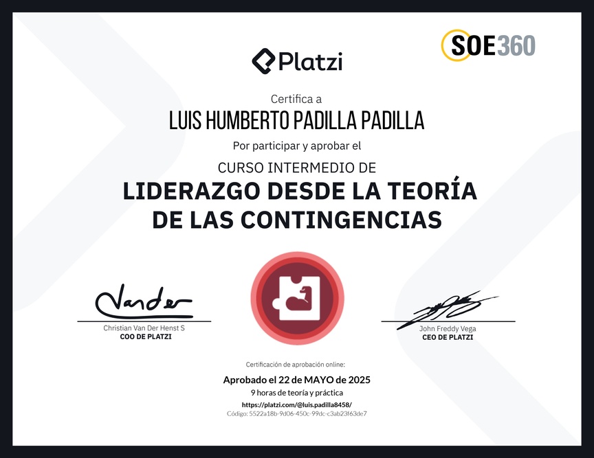 Diploma del Curso Intermedio de Liderazgo: Evalúa los Comportamientos de un Líder