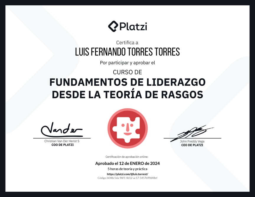 Diploma del Curso de Fundamentos de Liderazgo: Reconoce las Características de un Líder
