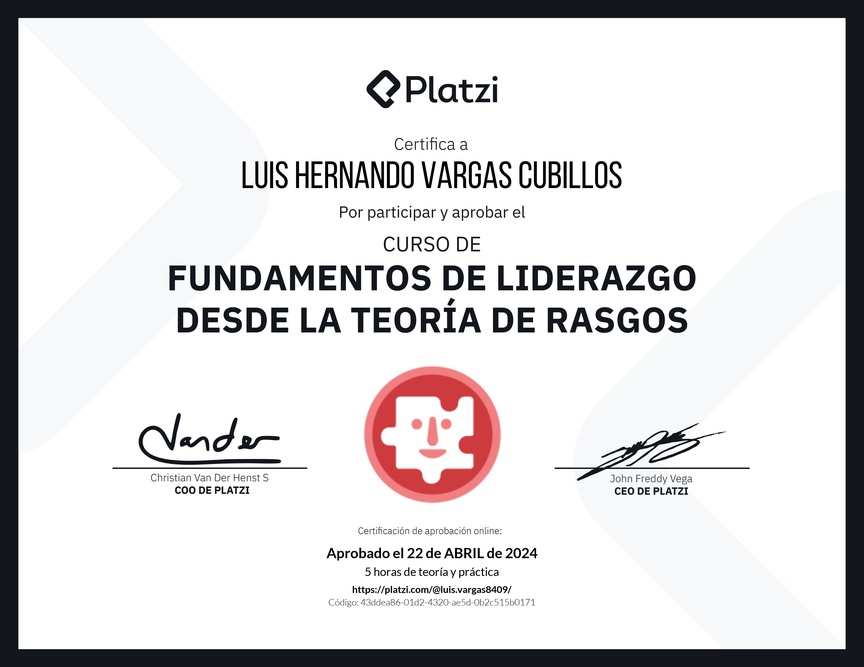 Diploma del Curso de Fundamentos de Liderazgo: Reconoce las Características de un Líder