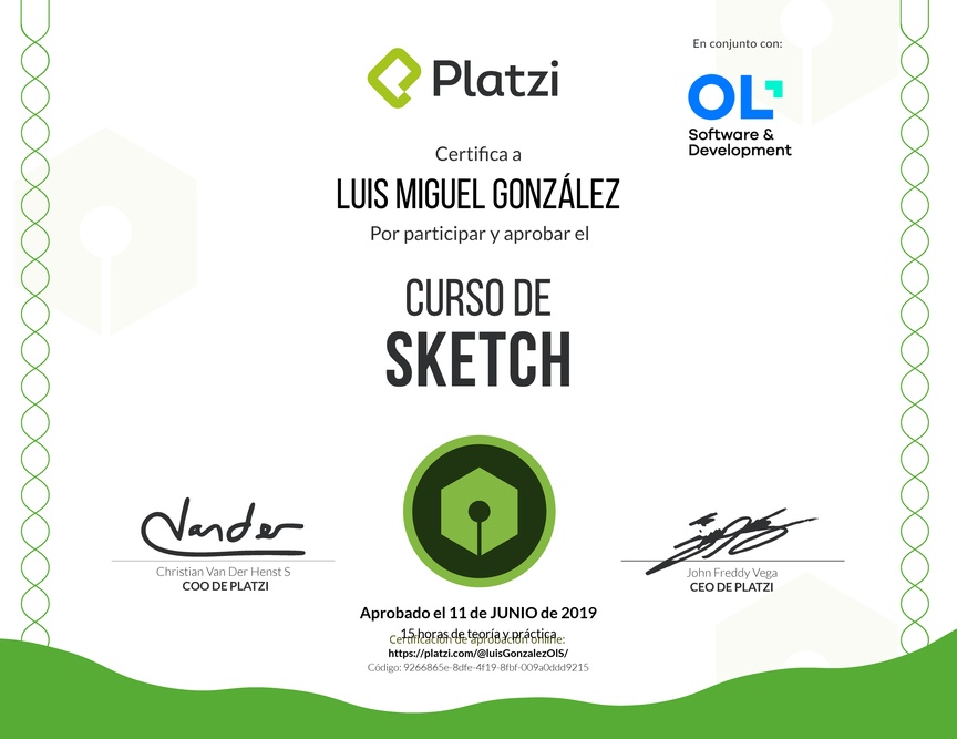 Diploma del Curso de Sketch 2017