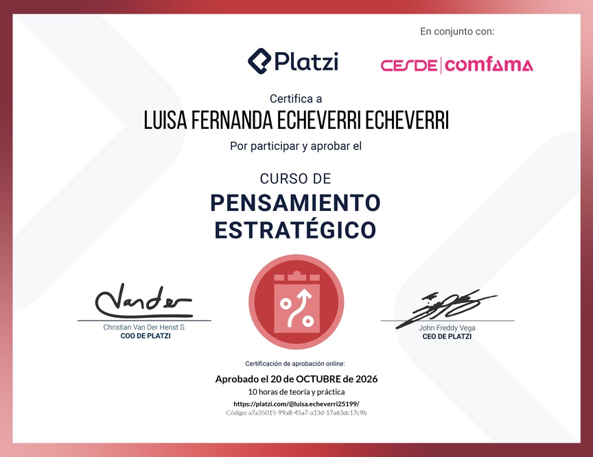 Diploma del Curso de Pensamiento Estratégico