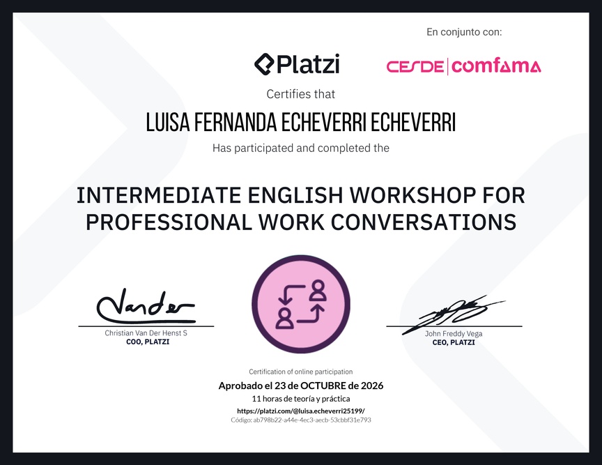 Diploma del Curso de Inglés Práctico para Conversaciones de Trabajo
