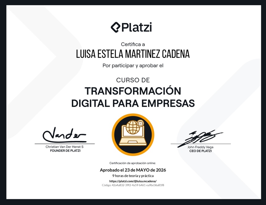 Diploma del Curso de Transformación Digital para Empresas