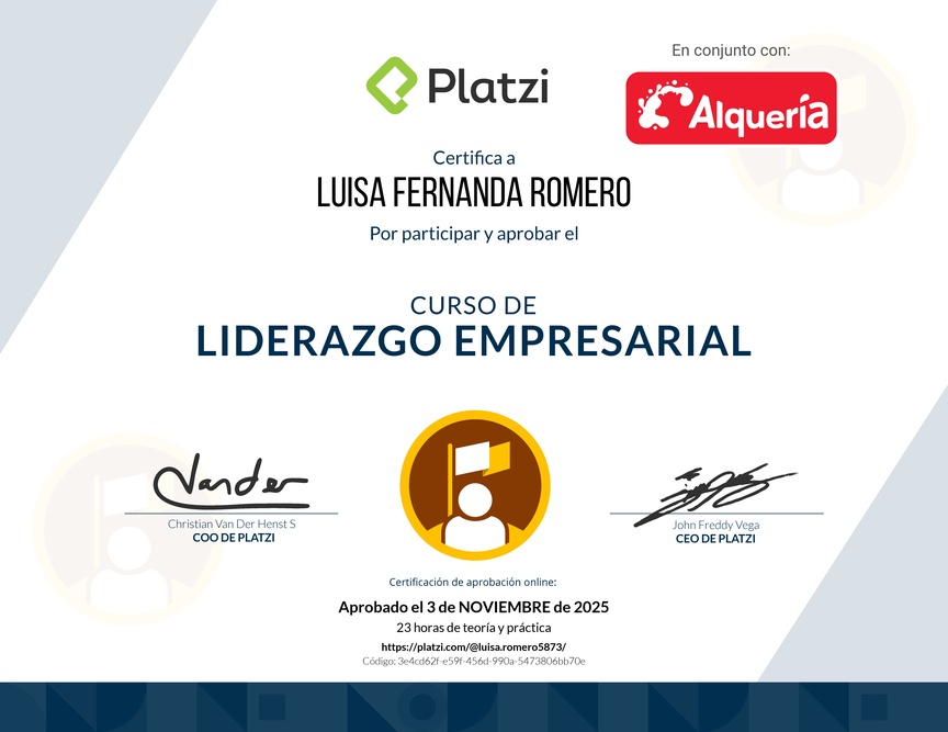 Diploma del Curso de Liderazgo Empresarial
