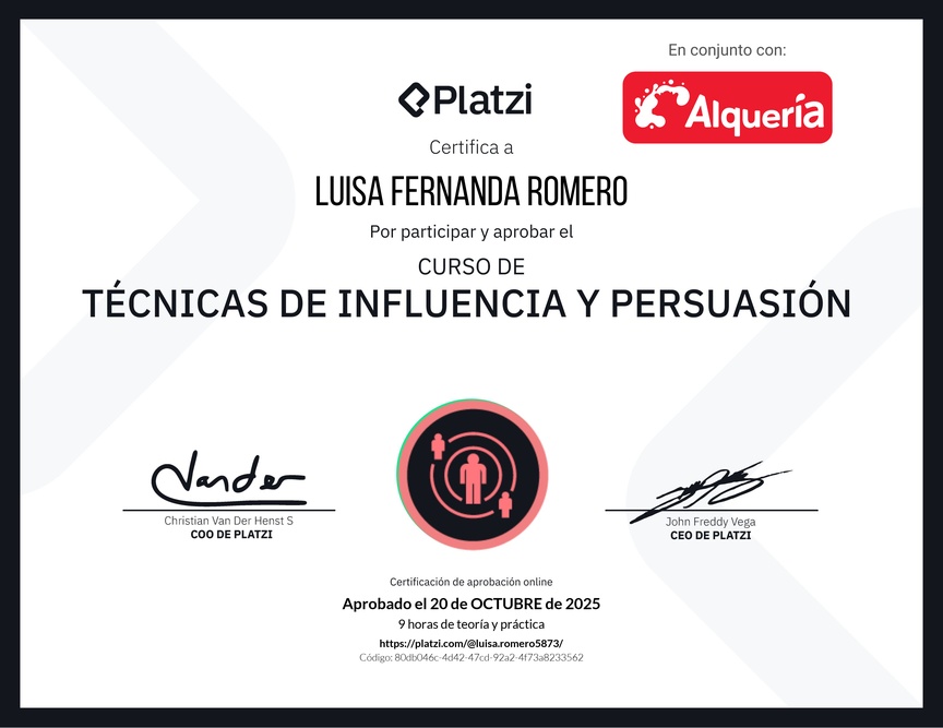 Diploma del Curso de Técnicas de Influencia y Persuasión