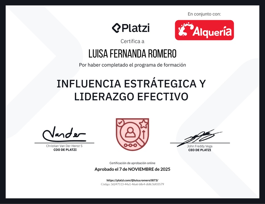 Diploma de la Ruta de Aprendizaje de Influencia Estratégica y Liderazgo Efectivo