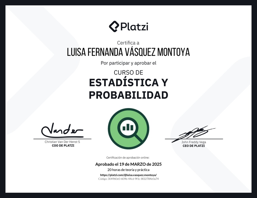 Diploma del Curso de Estadística y Probabilidad
