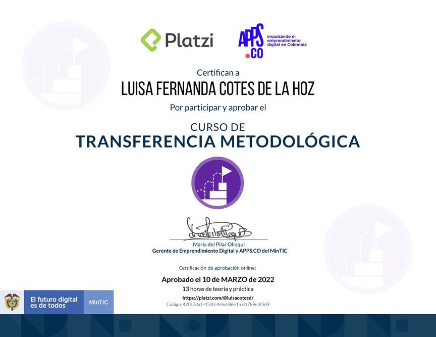 Diploma del Curso de Transferencia Metodológica