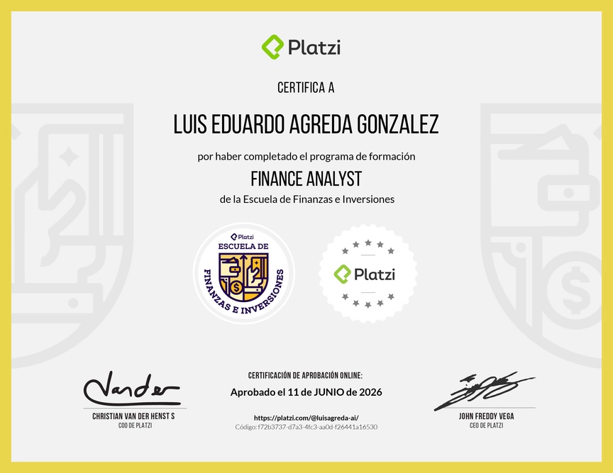 Diploma de la Ruta de Aprendizaje de Financial Analyst