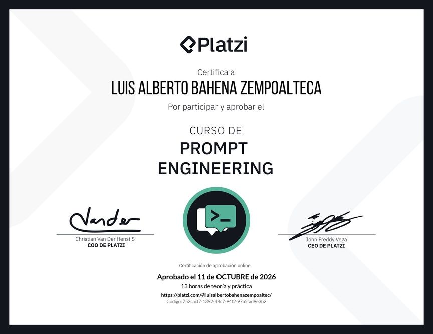 Diploma del Curso de Prompt Engineering