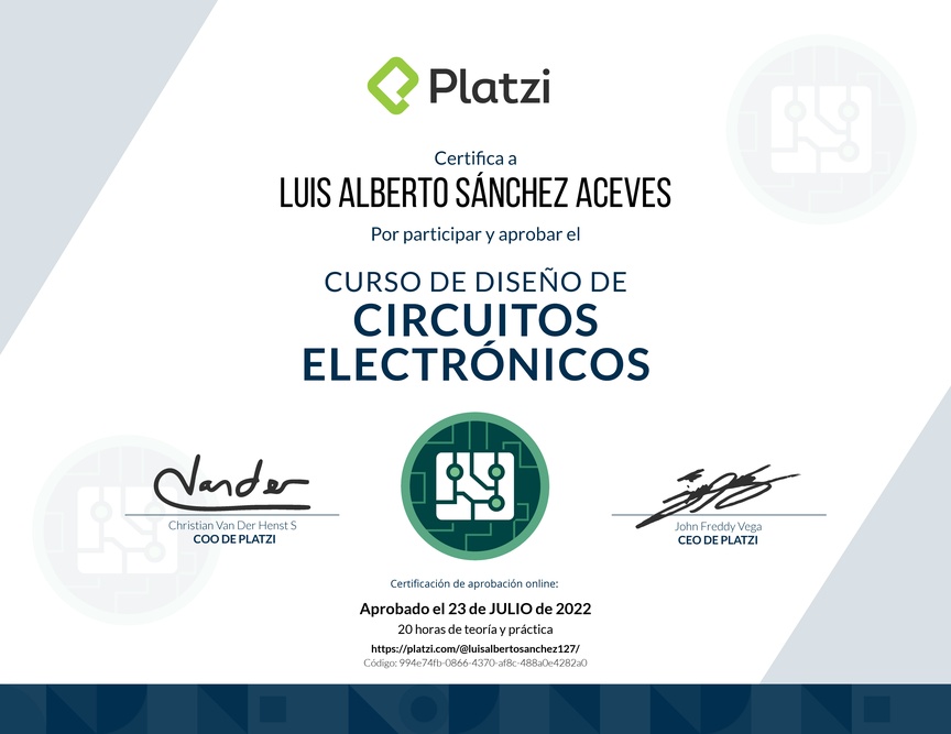 Diploma del Curso de Diseño de Circuitos Electrónicos