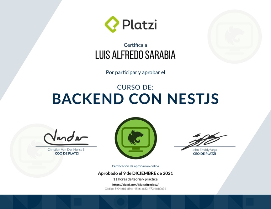 Diploma del Curso de Backend con NestJS