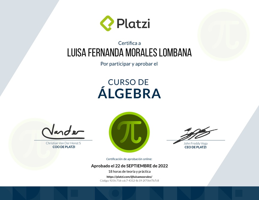 Diploma del Curso de Álgebra