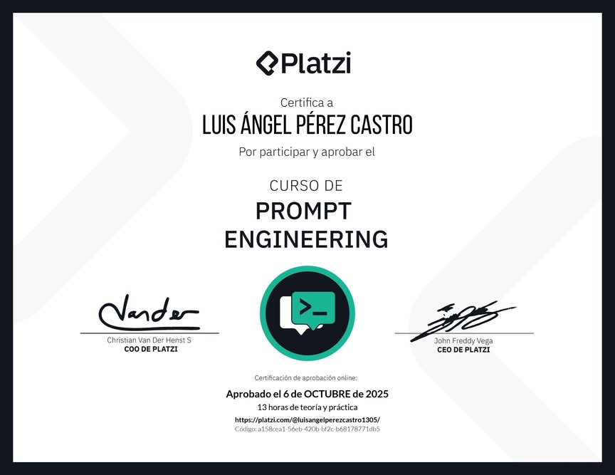 Diploma del Curso de Prompt Engineering