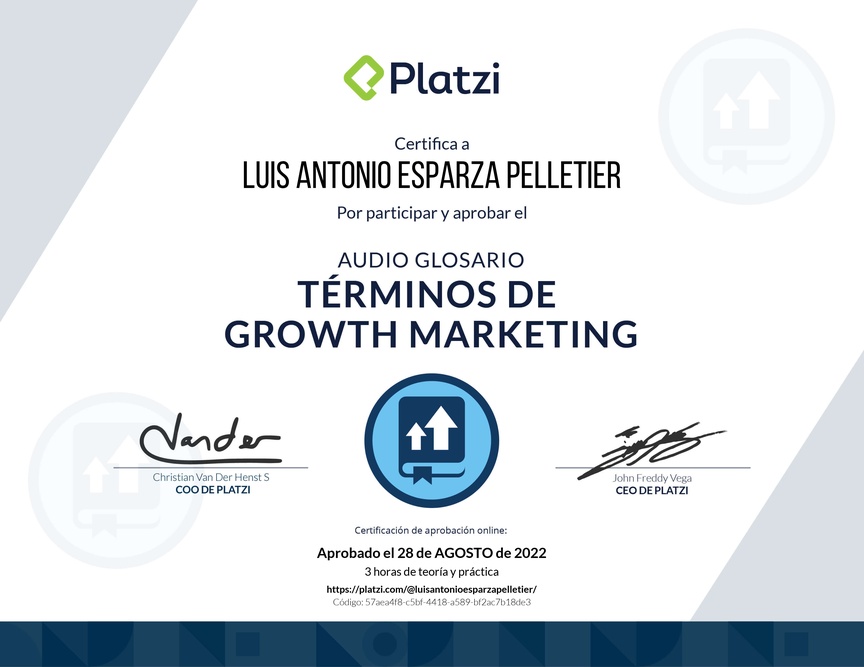 Diploma de Audioglosario: Aprende los Términos Básicos de Growth Marketing