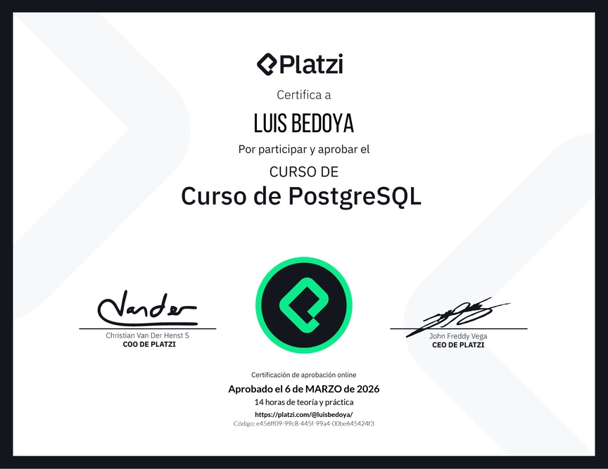 Diploma del Curso de PostgreSQL