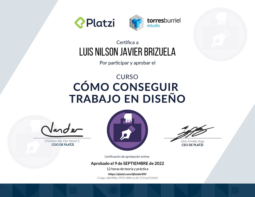 Diploma del Curso de Cómo Conseguir Trabajo en Diseño