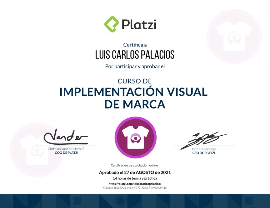 Diploma del Curso de Implementación Visual de Marca