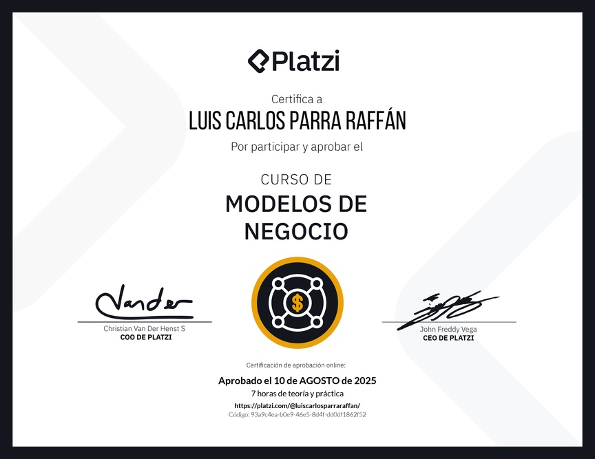 Diploma del Curso de Modelos de Negocio