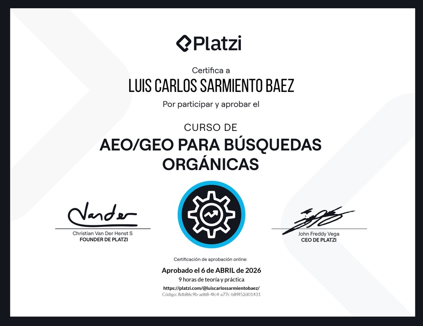 Diploma del Curso de AEO/GEO para Búsquedas Orgánicas