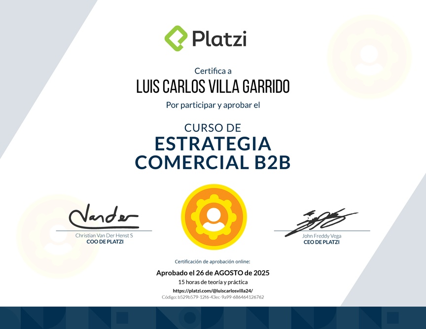 Diploma del Curso de Estrategia Comercial B2B