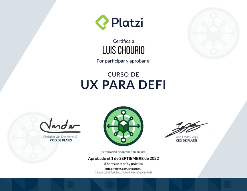 Diploma del Curso de UX para DeFi: Diseñando los Servicios Financieros del Futuro