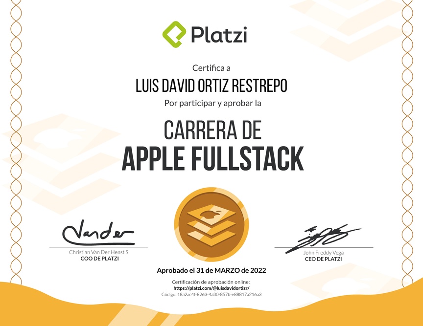 Diploma de la Ruta de Aprendizaje de Desarrollo de Aplicaciones iOS