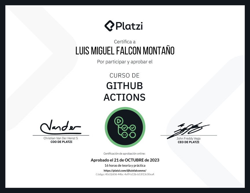 Diploma del Curso de GitHub Actions