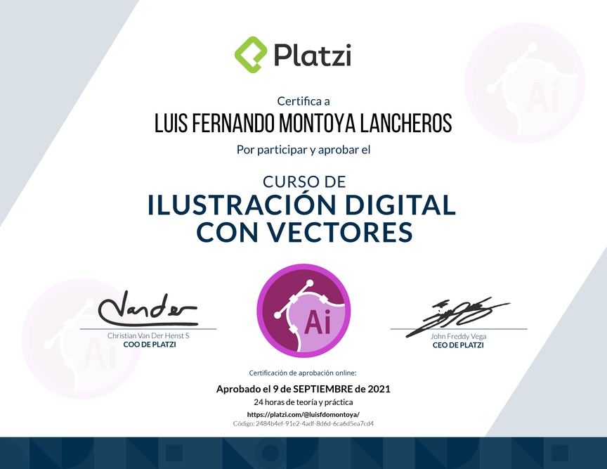 Diploma del Curso de Ilustración Vectorial Digital