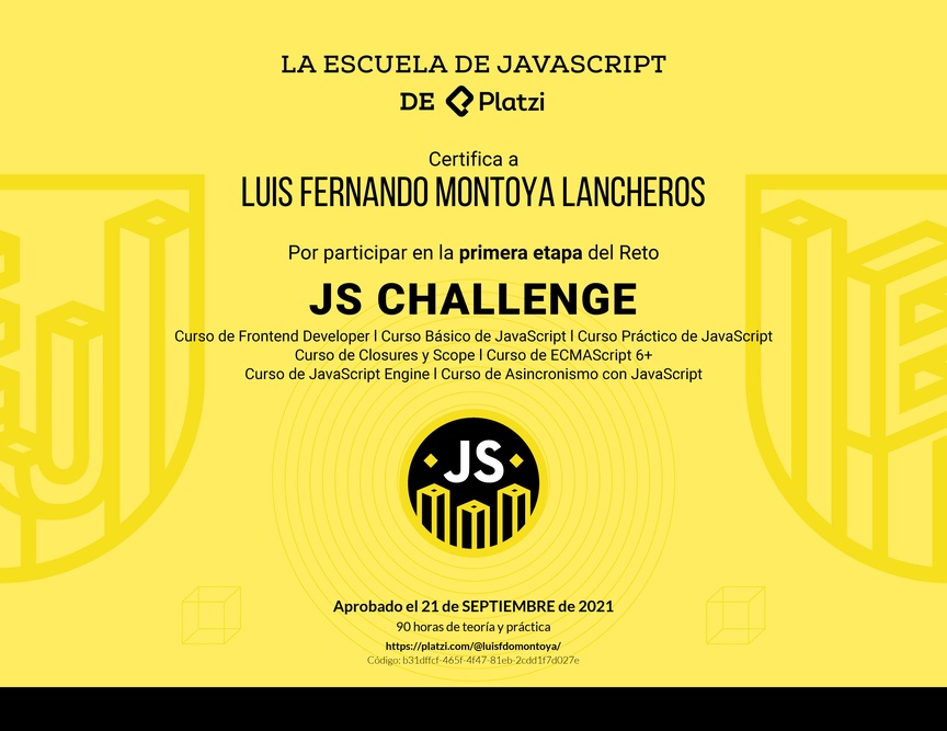 Diploma de JS Challenge: Diploma de la Fase 1