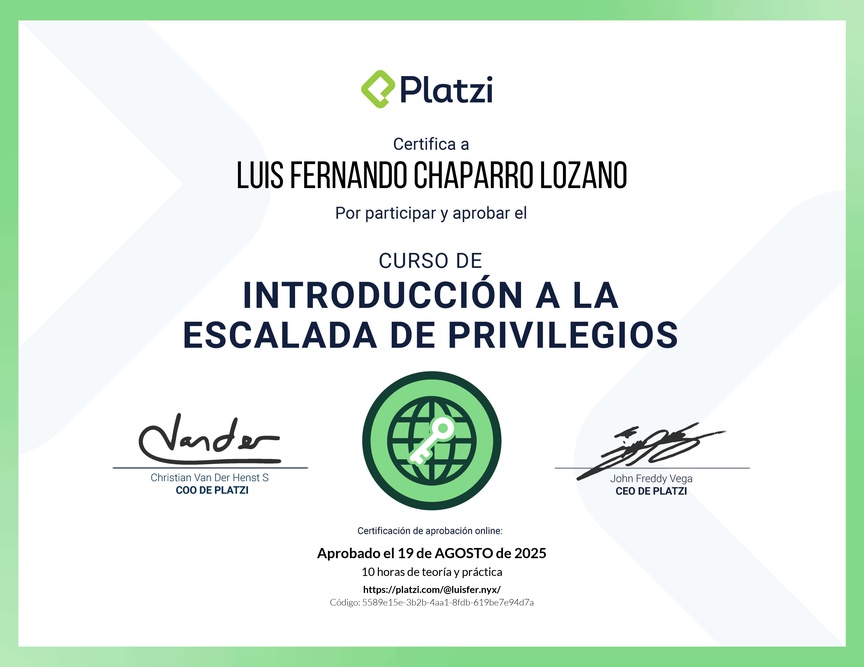 Diploma del Curso de Hacking: Escalada de Privilegios
