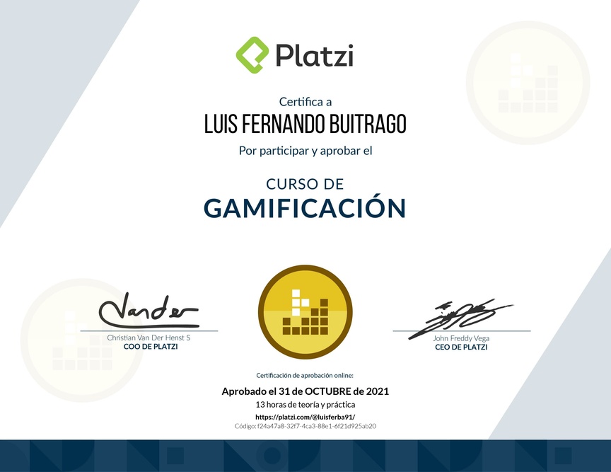 Diploma del Curso de Gamificación