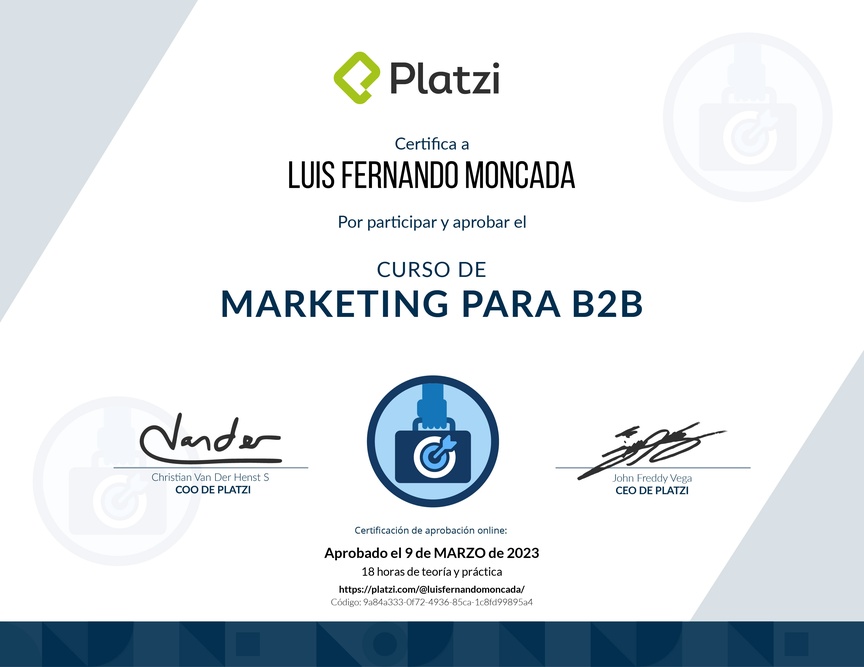 Diploma del Curso de Marketing para B2B