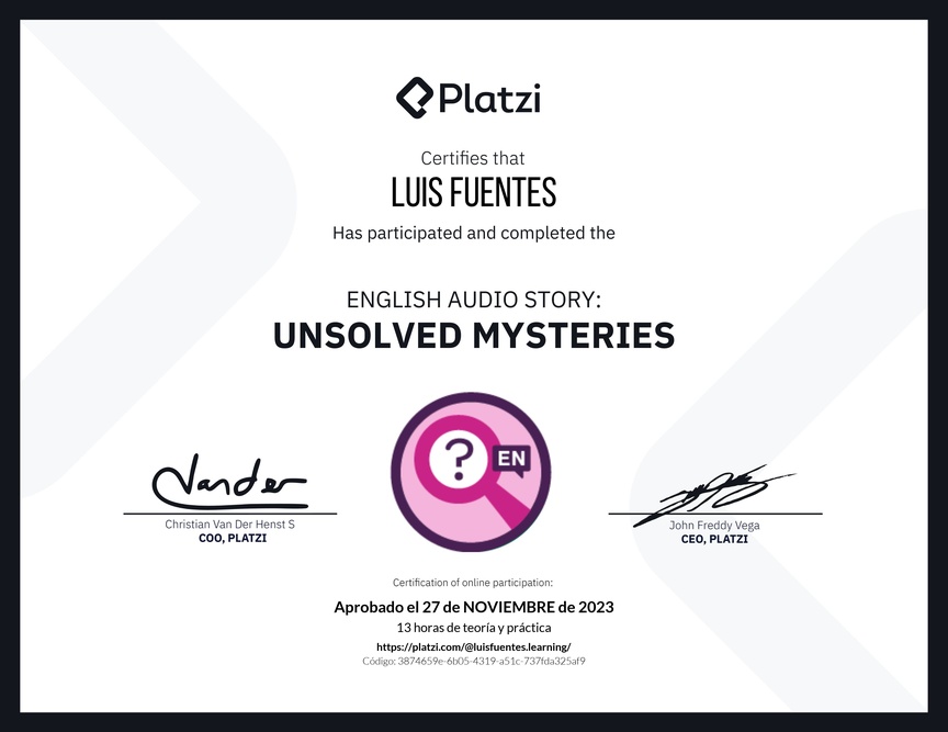 Diploma de Audio Historia en Inglés: Misterios sin Resolver