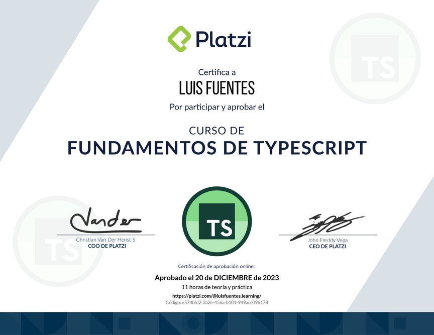 Diploma del Curso de TypeScript
