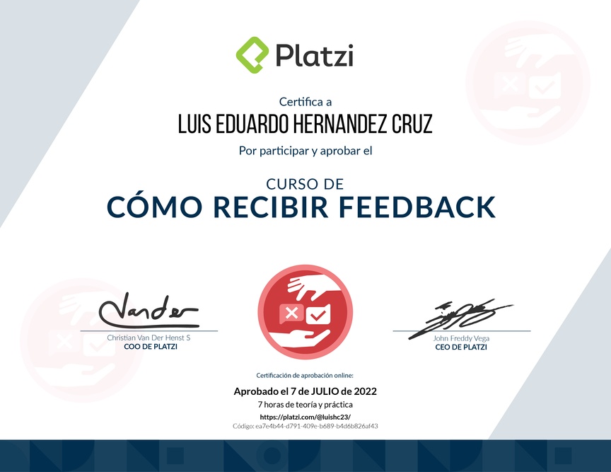 Diploma de Audiocurso de Cómo Recibir Feedback