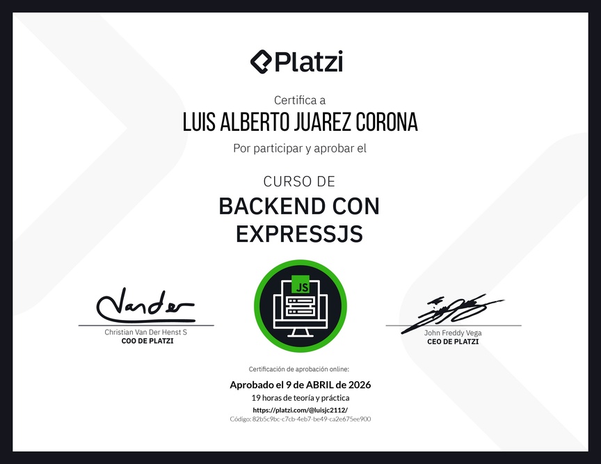Diploma del Curso de Backend con ExpressJS