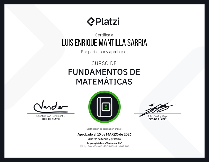 Diploma del Curso de Fundamentos de Matemáticas