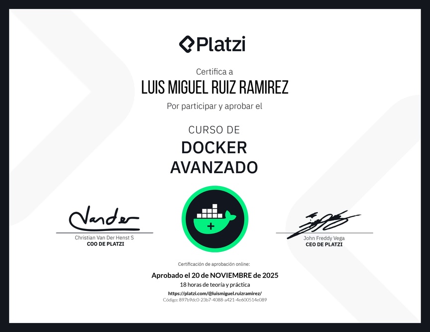 Diploma del Curso de Docker Avanzado