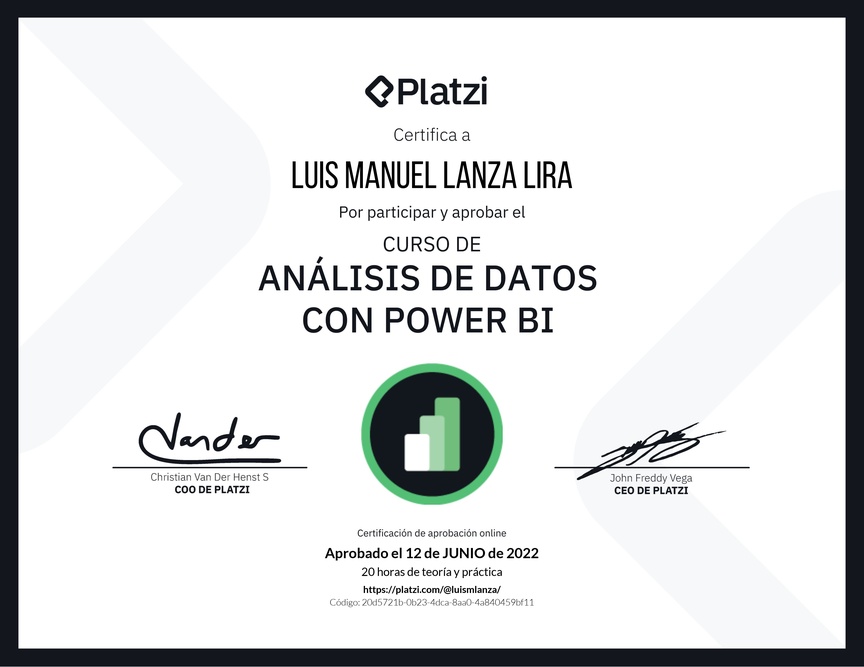 Diploma del Curso de Análisis de Datos con Power BI