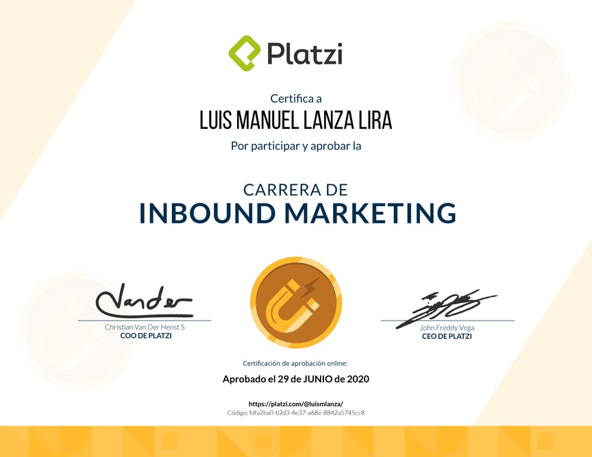 Diploma de la Ruta de Aprendizaje de Inbound Marketing