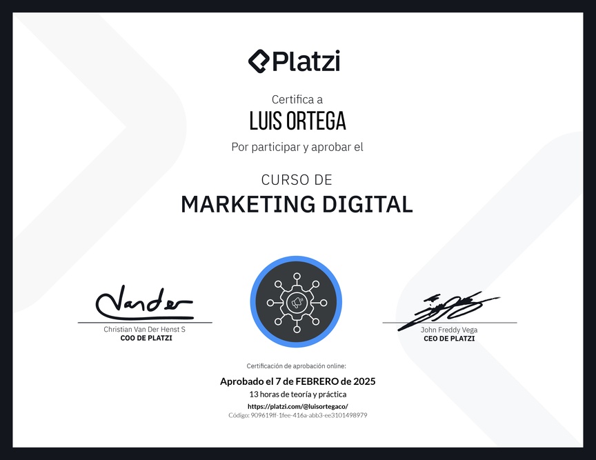 Diploma del Curso de Marketing Digital