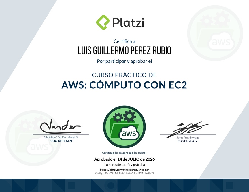 Diploma del Curso Práctico de AWS: Cómputo con EC2