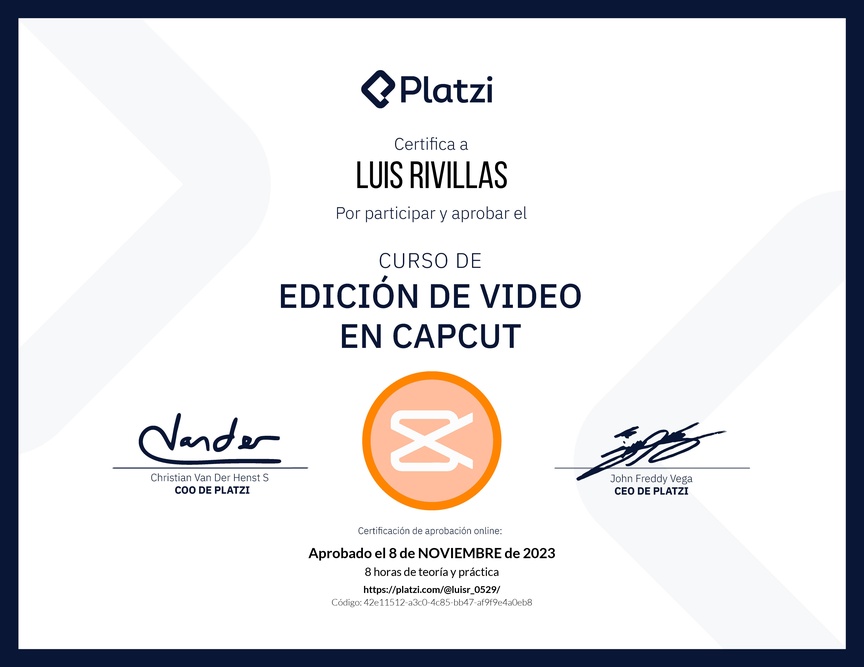 Diploma del Curso de Edición de Video con Capcut