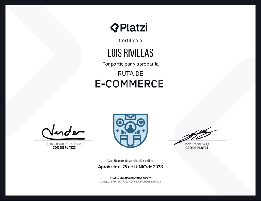 Diploma de la Ruta de Aprendizaje de E-Commerce